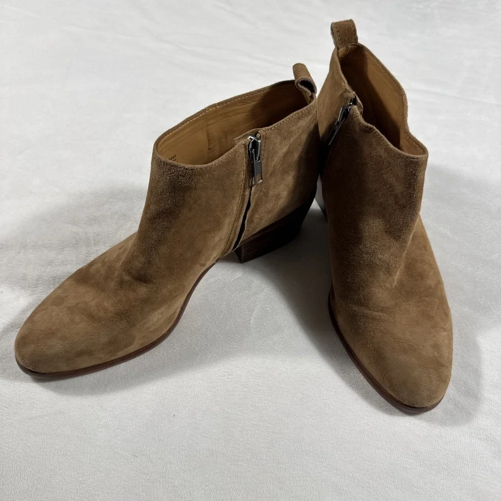 J Crew Size 8.5 Boots Booties Sawyer Suede Leather Brown Ankle‎ Block Heel C9868